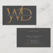 Elegant Dark Grey Gold Monogram Luxalist Visitekaartje (Voorkant / Achterkant)