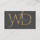 Elegant Dark Grey Gold Monogram Luxalist Visitekaartje (Voorkant)