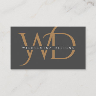 Elegant Dark Grey Gold Monogram Luxalist Visitekaartje