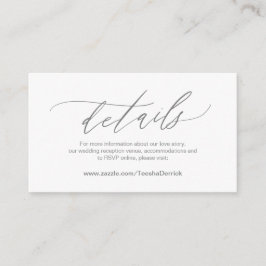 Elegant Dark Grey, Wedding Details, Online RSVP Informatiekaartje