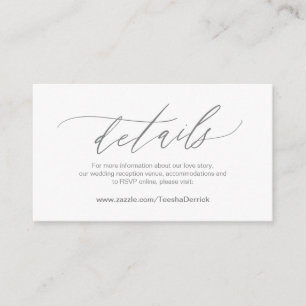 Elegant Dark Grey, Wedding Details, Online RSVP Informatiekaartje