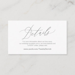 Elegant Dark Grey, Wedding Details, Online RSVP Informatiekaartje