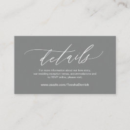 Elegant Dark Grey, Wedding Details, Online RSVP Informatiekaartje