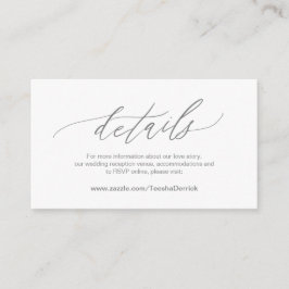 Elegant Dark Grey, Wedding Details, Online RSVP Informatiekaartje