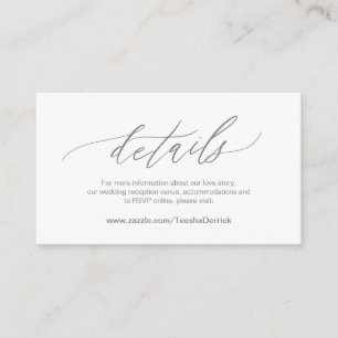 Elegant Dark Grey, Wedding Details, Online RSVP Informatiekaartje