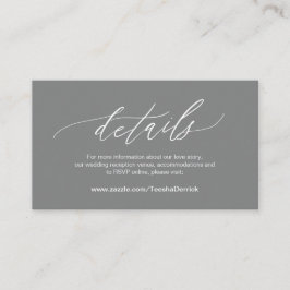 Elegant Dark Grey, Wedding Details, Online RSVP Informatiekaartje