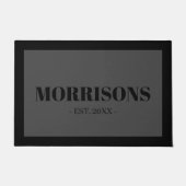 Elegant dark grijs zwarte grens van de douanenaam deurmat (Voorkant)