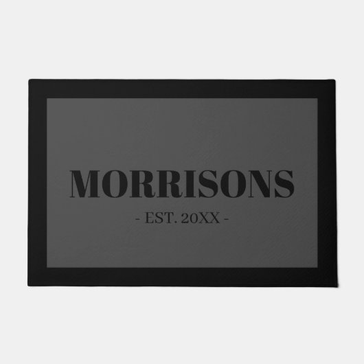 Elegant dark grijs zwarte grens van de douanenaam deurmat (Voorkant)