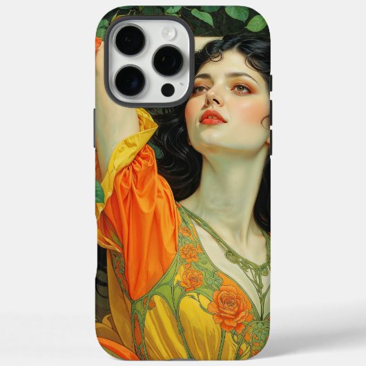 Elegant Dark Haired Art Nouveau Woman Case-Mate iPhone Case (Achterkant)
