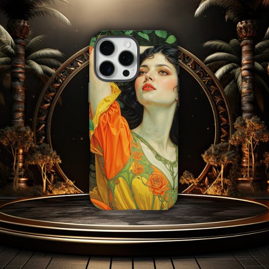 Elegant Dark Haired Art Nouveau Woman Case-Mate iPhone Case