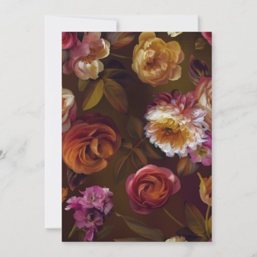 Elegant Dark Herfst Floral Gold Arch Wedding Kaart (Achterkant)