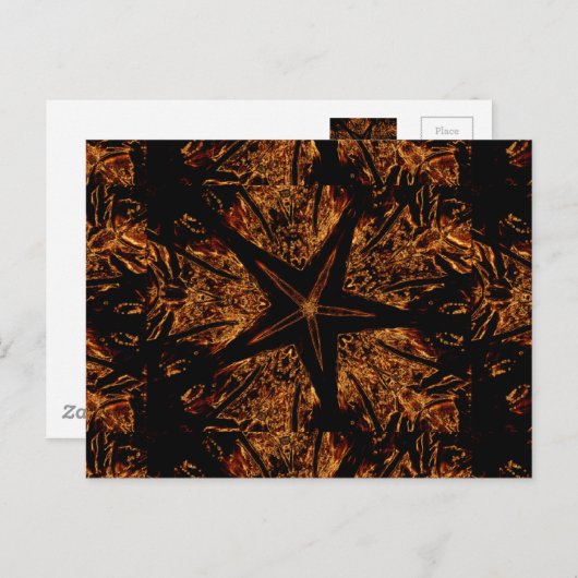 Elegant Dark Kaleidoscopic Design Black Brown Star Briefkaart (Voorkant / Achterkant)