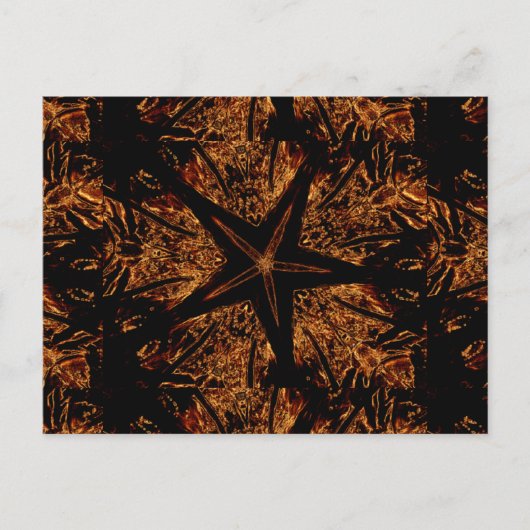 Elegant Dark Kaleidoscopic Design Black Brown Star Briefkaart (Voorkant)