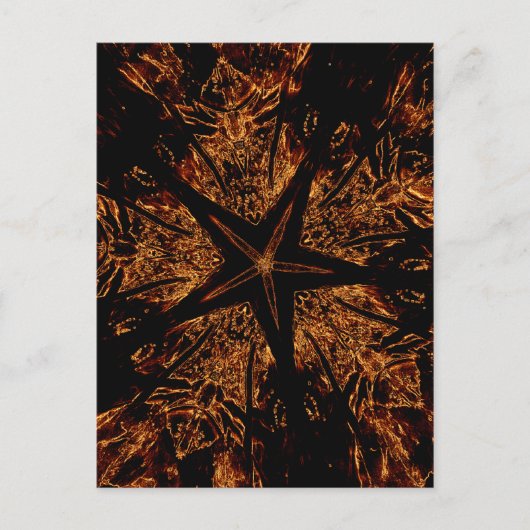Elegant Dark Kaleidoscopic Design Black Brown Star Briefkaart (Voorkant)