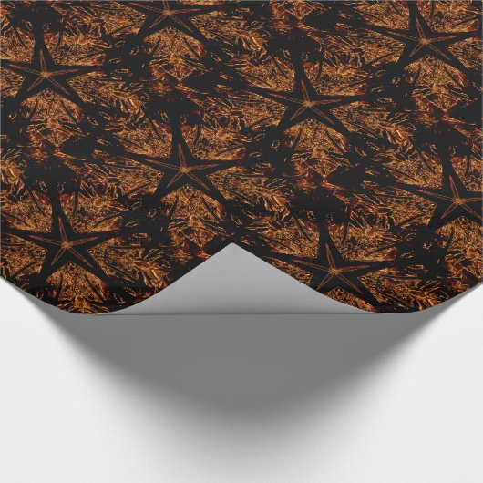 Elegant Dark Kaleidoscopic Design Black Brown Star Cadeaupapier (Hoek)