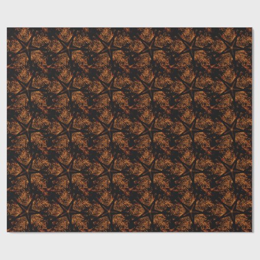 Elegant Dark Kaleidoscopic Design Black Brown Star Cadeaupapier (Vlak)