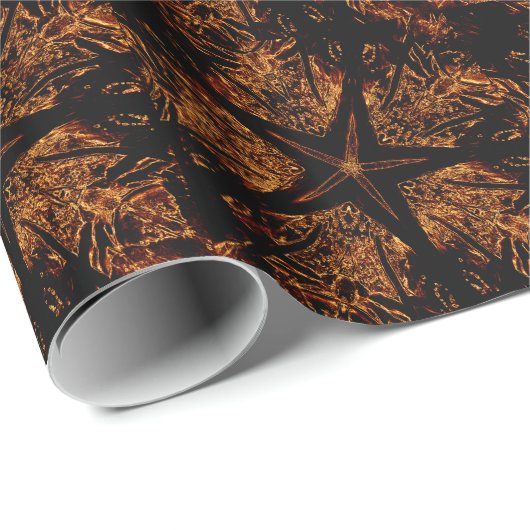 Elegant Dark Kaleidoscopic Design Black Brown Star Cadeaupapier (Rol Hoek)