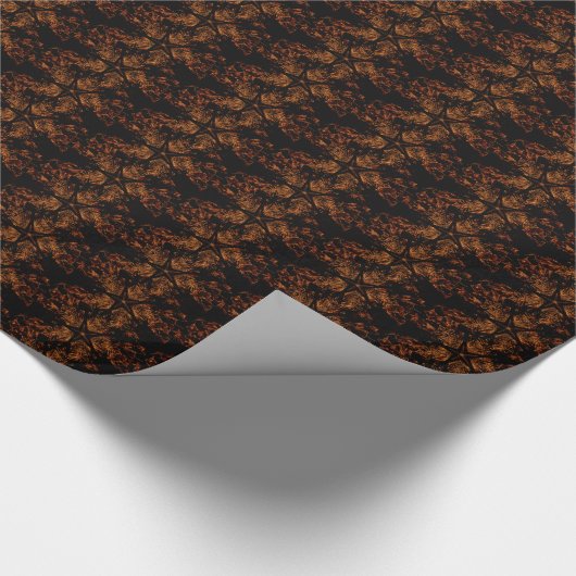 Elegant Dark Kaleidoscopic Design Black Brown Star Cadeaupapier (Hoek)