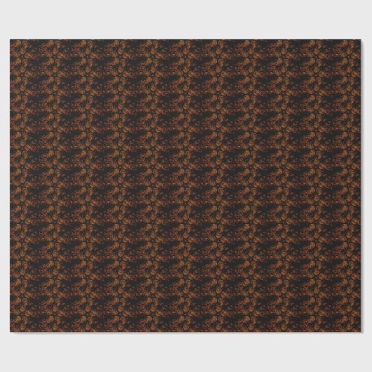 Elegant Dark Kaleidoscopic Design Black Brown Star Cadeaupapier (Vlak)