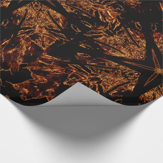 Elegant Dark Kaleidoscopic Design Black Brown Star Cadeaupapier (Hoek)