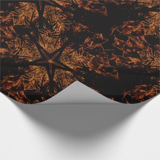 Elegant Dark Kaleidoscopic Design Black Brown Star Cadeaupapier (Hoek)