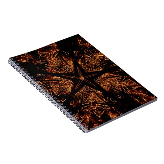 Elegant Dark Kaleidoscopic Design Black Brown Star Notitieboek (Rechterzijde)