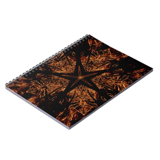 Elegant Dark Kaleidoscopic Design Black Brown Star Notitieboek (Linkerzijde)