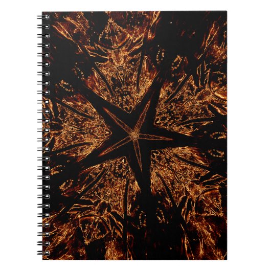 Elegant Dark Kaleidoscopic Design Black Brown Star Notitieboek (Voorkant)