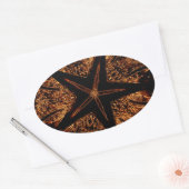 Elegant Dark Kaleidoscopic Design Black Brown Star Ovale Sticker (Envelop)