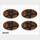 Elegant Dark Kaleidoscopic Design Black Brown Star Ovale Sticker (Vel)