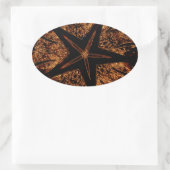 Elegant Dark Kaleidoscopic Design Black Brown Star Ovale Sticker (Tas)