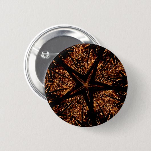Elegant Dark Kaleidoscopic Design Black Brown Star Ronde Button 5,7 Cm (Voorkant /achterkant)