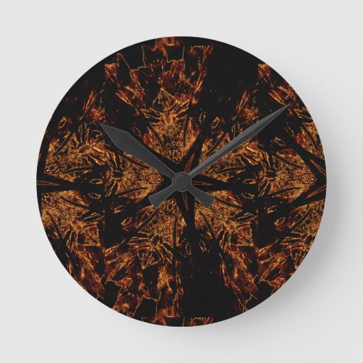 Elegant Dark Kaleidoscopic Design Black Brown Star Ronde Klok (Voorkant)