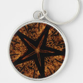 Elegant Dark Kaleidoscopic Design Black Brown Star Sleutelhanger (Voorkant)