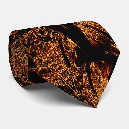 Elegant Dark Kaleidoscopic Design Black Brown Star Stropdas (Opgerold)