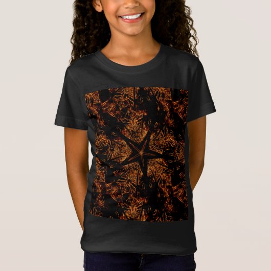 Elegant Dark Kaleidoscopic Design Black Brown Star T-shirt (Voorkant)