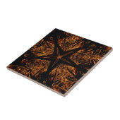 Elegant Dark Kaleidoscopic Design Black Brown Star Tegeltje (Zijkant)