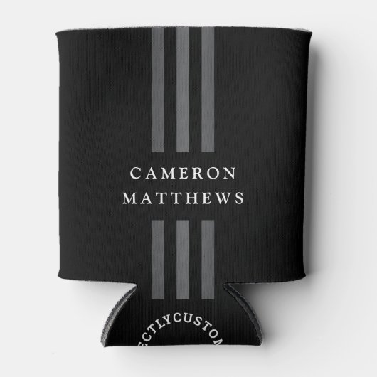 Elegant dark lines modern monogrammen zwart blikjeskoeler (Voorkant)