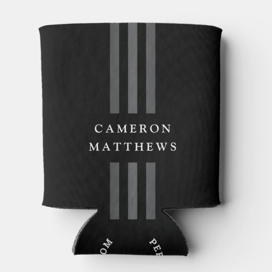 Elegant dark lines modern monogrammen zwart blikjeskoeler (Achterkant)