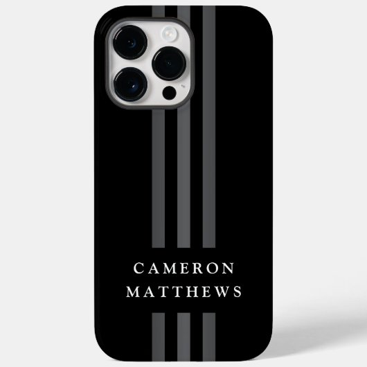 Elegant dark lines modern monogrammen zwart Case-Mate iPhone case (Achterkant)