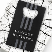 Elegant dark lines modern monogrammen zwart creditkaart flessenopener