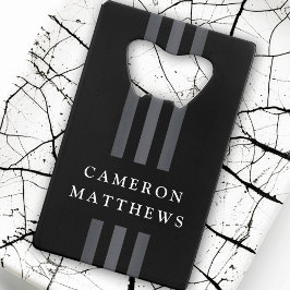 Elegant dark lines modern monogrammen zwart creditkaart flessenopener