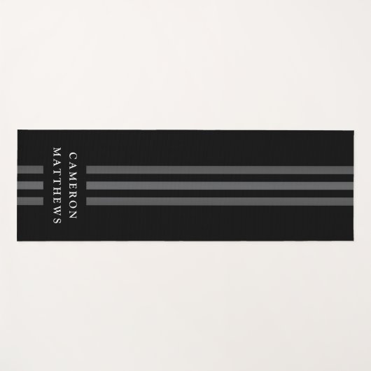 Elegant dark lines modern monogrammen zwart yogamat (Voorkant (horizontaal))