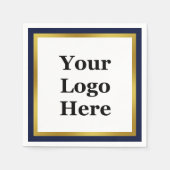 Elegant Dark Midnight Blue White Gold Uw Logo Servet (Voorkant)