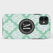 Elegant Dark Mint Damask gepersonaliseerd Case-Mate iPhone Case (Achterkant (horizontaal))