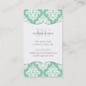Elegant Dark Mint Damask gepersonaliseerd Visitekaartje (Achterkant)