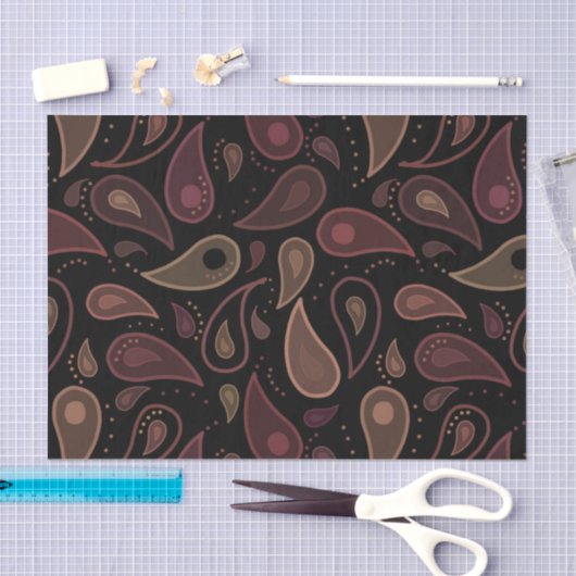 Elegant Dark Modern Paisley Pattern Tissuepapier (Craft)