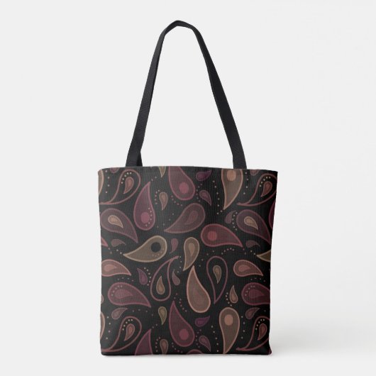 Elegant Dark Modern Paisley Pattern Tote Bag (Achterkant)