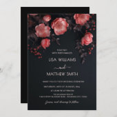 Elegant Dark Moody 3D Roses Wedding Kaart (Voorkant / Achterkant)