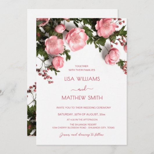 Elegant Dark Moody 3D Roses Wedding Kaart (Voorkant / Achterkant)